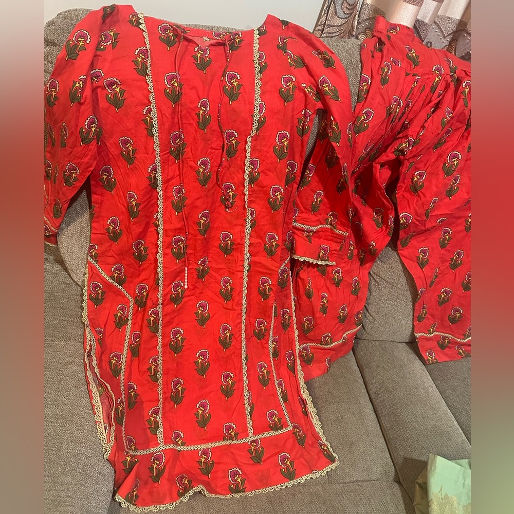 Red Floral salwar kameej  Women's Dress 2 PCs